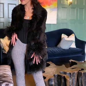 Black Faux Feather/Fur Vest